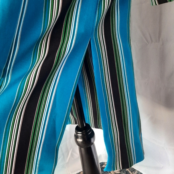 I N C Striped Trench Coat Womens Sz Small Blue Black Belted Buttons - Picture 10 of 12